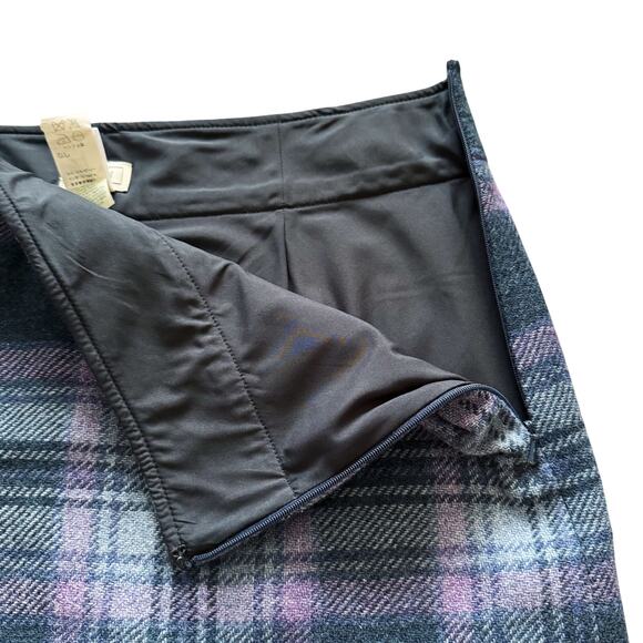L.L. Bean tartan plaid wool blend skirt Sz 14 Purple pencil preppy academia - Picture 5 of 11